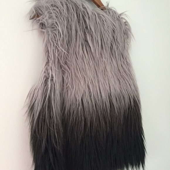 BCBGMaxAzria Black and Gray Ombre Faux Fur Vest - Picture 14 of 16